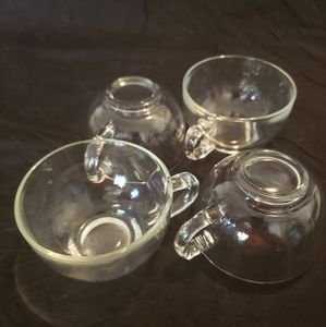 Vintage Kitchen - Set of 4 Vintage Clear Glass Teacups Vintage Kitchen - Set of 4 Vintage Clear Glass Teacups